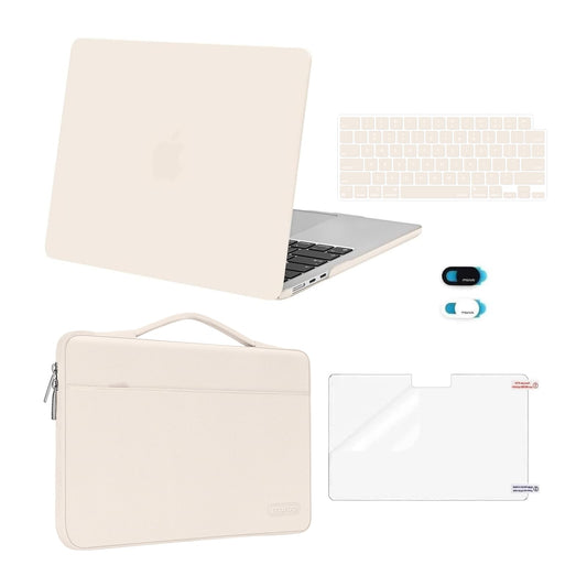 MOSISO Compatible with MacBook Air 13 inch Case M5 2026 M4 2025 M3 M2 2024-2022 A3449 A3240 A3113 A2681,Hard Shell&Sleeve Bag&Keyboard Skin&Webcam Cover&ScreenFilm for MacBook Air 13.6, Beige