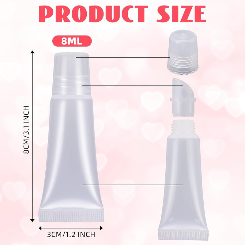 Empty Lip Gloss Tubes - 300 Pcs 8ml Clear Squeeze Containers for DIY, Travel Toiletries & Personal Care