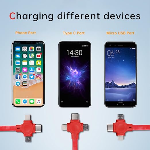 Gartmost 2 Pcs 3 in 1 Retractable Multi Fast Chargers Cable(1M) with USB C/Micro USB/L and Phone Stand, Compatible with iPhone 17/16/15/14/13/12/11/10/9/8/Android/Tablet