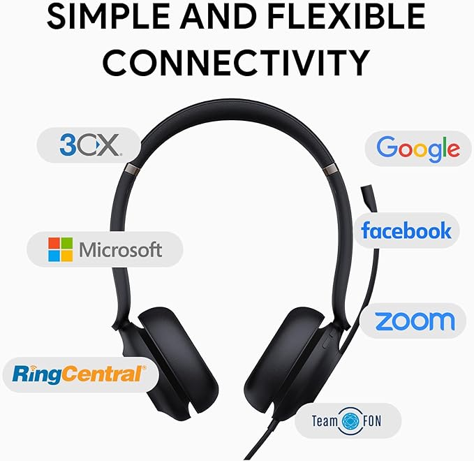 Yealink UH37 USB Headset with Microphone for PC Stereo Headphones with Noise Cancelling Microphone for Computer Laptop On-Ear Wired Teams Headset for Office Call Center USB-C/A