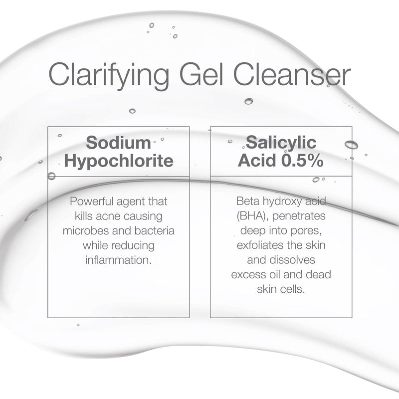 CLn® Acne Cleanser-The Only Cleanser with 0.5% Salicylic Acid Preserved with Sodium Hypochlorite for Clarifying Skin from Blackheads & Breakouts, Oil-Free & Fragrance-Free, 8 fl oz