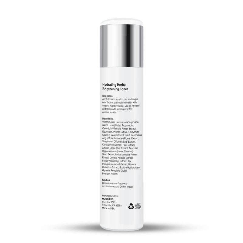 MODASKIN Hydrating Herbal Brightening Toner, Herbal Extract & Antioxidant, Witch Hazel to Brighten & Restore Your Skin's Natural Glow, 4.1 Oz