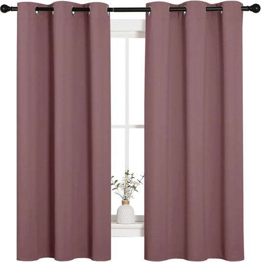 NICETOWN Room Darkening Curtains - Thermal Insulated Drapes for Bedroom | Dusty Bean Paste, 2 Panels, 42x63