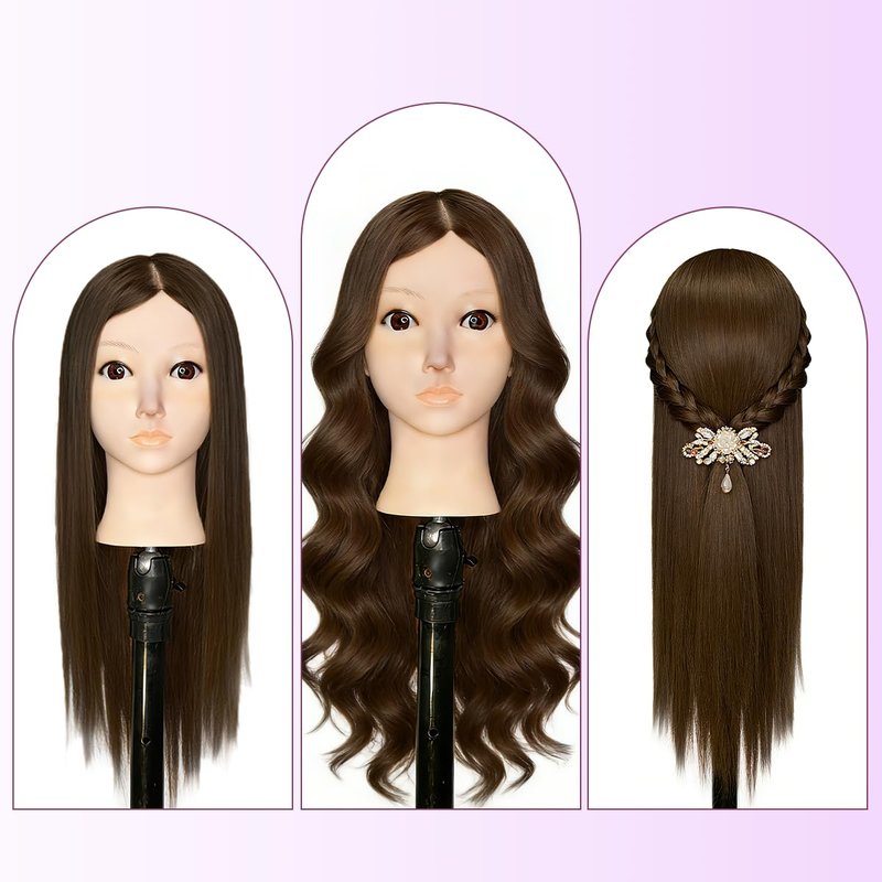 Mannequin Head with 80% Human Hair - Straight, 26"-28" Doll Head for Cosmetology & Hairdresser (A01-Black1)