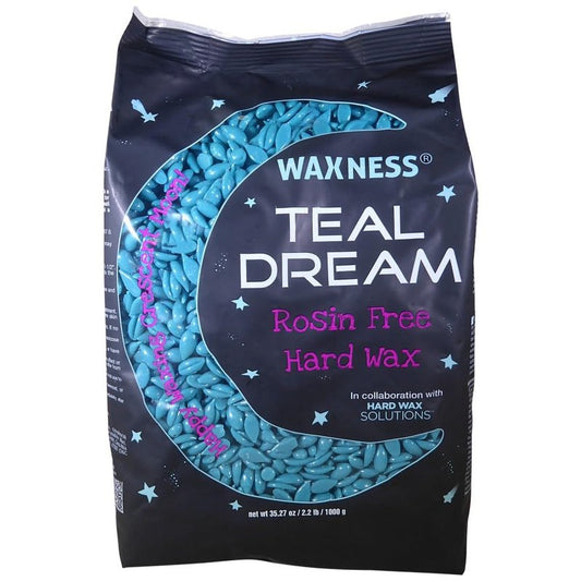Waxness Teal Dream Hard Wax Beads 2.2 lb (1 kg) – Rosin-Free Stripless Wax for Sensitive Skin, Creamy Texture, Professional Use – Made in Italy
