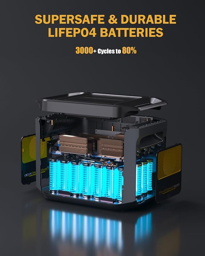 VTOMAN FlashSpeed 1500 Portable Power Station 1548Wh - Recharge 0-100% within 1H, LiFePO4 Battery Powered Solar Generator with 110V/1500W AC Output/Input, 100W USB Port for Camping, Emergency