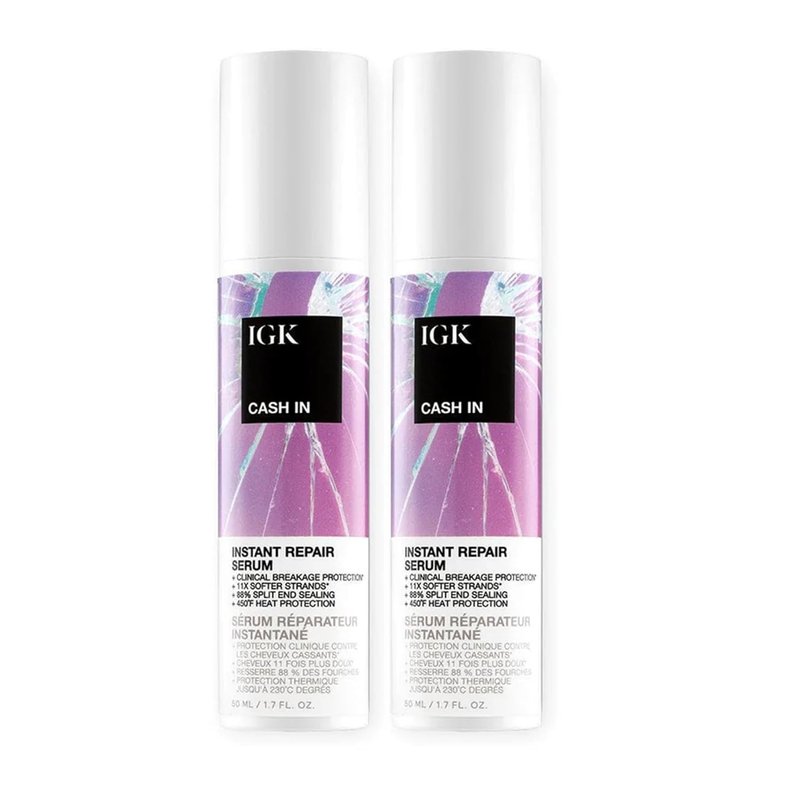 IGK Cash In Hair Serum - Instant Repair for Stronger Hair | Silicone-Free | 1.7 oz (Pack of 2)