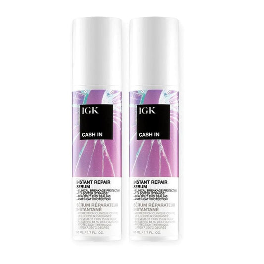 IGK Cash In Hair Serum - Instant Repair for Stronger Hair | Silicone-Free | 1.7 oz (Pack of 2)