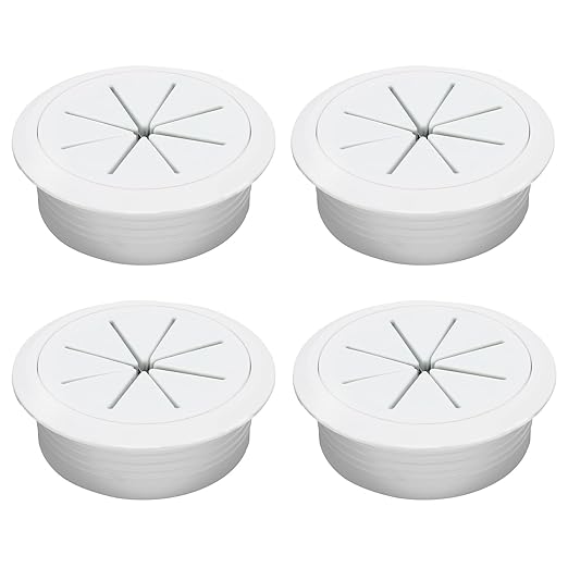 Desk Grommet 2-1/16" (53 mm), Desk Hole Cover for Cables White, Cable Grommet ABS Plastic, Desk Hole Grommet for Office and Home Table Cable, Detachable & Flexible Cable Cord Organizer-4 Pcs