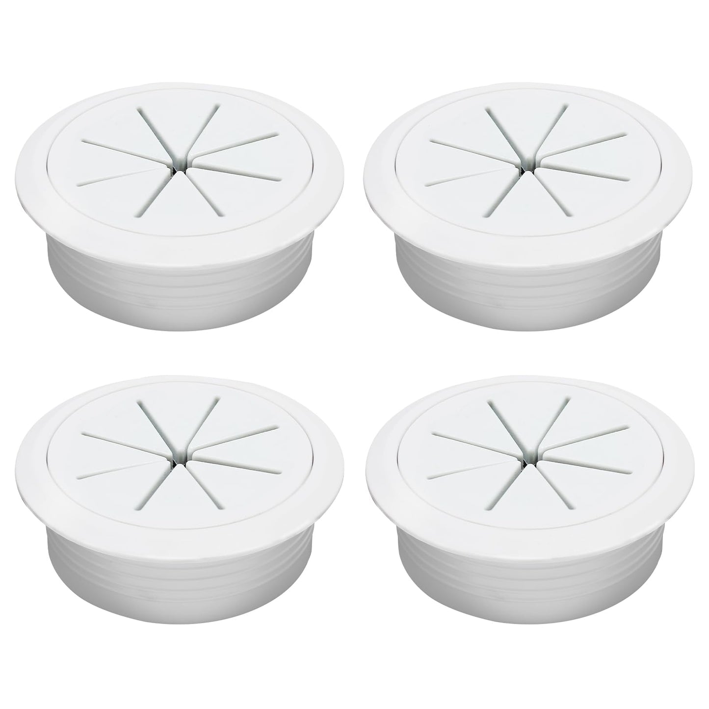 Desk Grommet 2-1/16" (53 mm), Desk Hole Cover for Cables White, Cable Grommet ABS Plastic, Desk Hole Grommet for Office and Home Table Cable, Detachable & Flexible Cable Cord Organizer-4 Pcs
