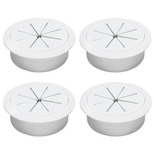 Desk Grommet 2-1/16" (53 mm), Desk Hole Cover for Cables White, Cable Grommet ABS Plastic, Desk Hole Grommet for Office and Home Table Cable, Detachable & Flexible Cable Cord Organizer-4 Pcs