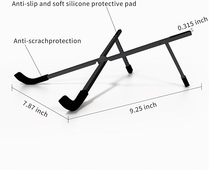 VECOFO Protable Laptop Stand for Desk,Foldable Laptop Riser Holder,Ventilated Cooling Notebook Mount Computer Stand for 10-15.6” Laptops,Tablets，Aluminum (Black)