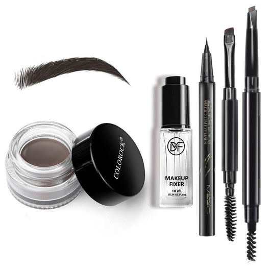 Cosmetics Pigment Activator,Mixing Liquid Eyebrow Pomade Pencil Kit for Eyebrows Makeup, with Waterproof Eyebrow Pencil,Dual-ended Eyebrow Brush,Eyebrow Pomade-Dark Brown