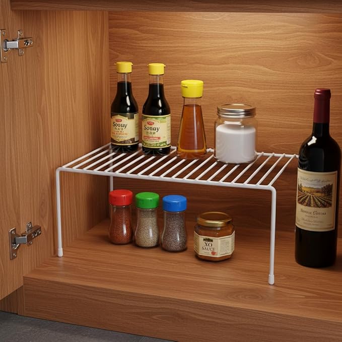 6-Pack Medium (14.8x8.5inch) Kitchen Organizer Rack, Kitchen Shelves for Spice Organization for Cabinet, Pantry Organizers and Storage, Spice Rack, Desk Organizer, White