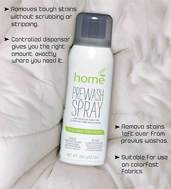 Laundry Prewash Spray Aerosol 12.3 Oz,Powerful Ultimate Tough Stain Remover for Favorite Color-Fast Fabric & White Shirts/Clothes w/o Scrub/Soak,Get Rid of Grease/Ink/More w. Right Amount Controlled