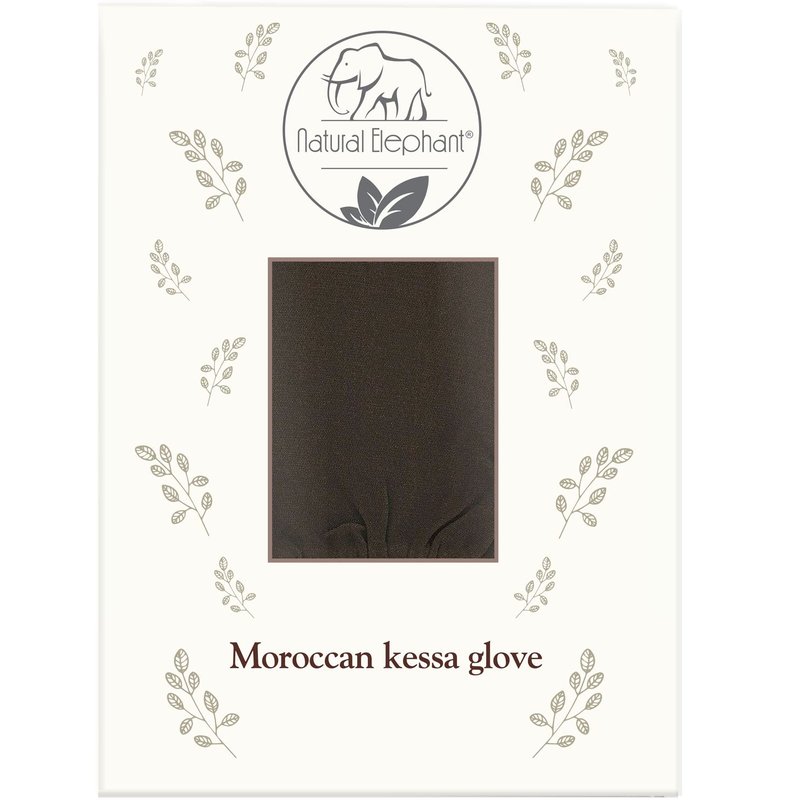 Natural Elephant Premium Kessa Hammam Glove and Moroccan Black Soap with Eucalyptus Essential Oil 200g (7oz) Combo Spa Exfoliation Kit