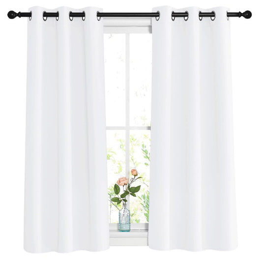 NICETOWN White Room Darkening Curtain Panels - Thermal Insulated Grommet 50% Room Darkening Window Drapes and Curtains for Bedroom/Basement (Set of 2, W37 x L54)