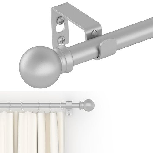 GXOACKJ Curtain Rods for windows 66-120 inch, 5/8 inch Decorative Silver Splicing Heavy Duty Metal Curtain Rod set with Brackets