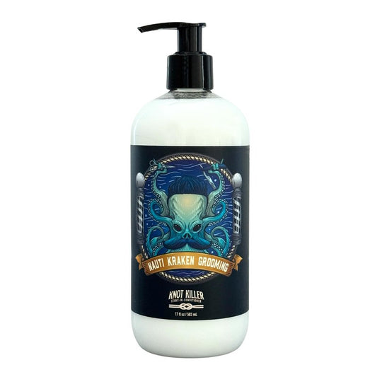 Knot Killer Leave In Conditoner, 17 fl oz - Sulfate & Paraben Free, All Natural Hair & Beard Detangler, Cooling Pepermint Moisturizer for All Hair Types