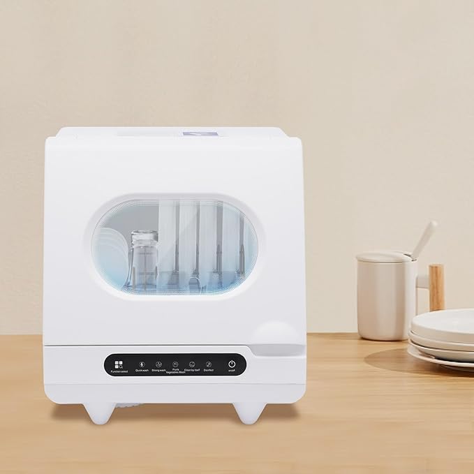 Countertop Dishwasher, 5 Washing 12 Spouts Water Tank Leak-Proof Dry and 360° Rotation Flushing Uitable for Homes Kitchen Apartments Dormitories Campers Rvs