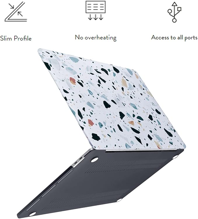 LanBaiLan Compatible for MacBook Pro 13 inch with Touch Bar M2 2026 2025 2024 2023 2022-2016 A2338 M1 A2251 A2289 A2159 A1989 A1708 A1706, Laptop Hardshell Case and Keyboard Cover, Terrazzo Marble