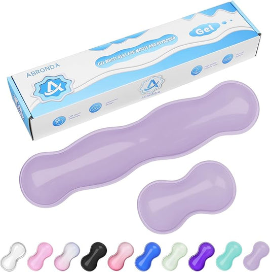 ABRONDA Gel Wrist Rest for Keyboard and Mouse, Wrist Rest for Keyboard, Mouse Wrist Support, Pain Relief, Cool Touch, Non-Skid, Keyboard and Mouse Wrist pad Set