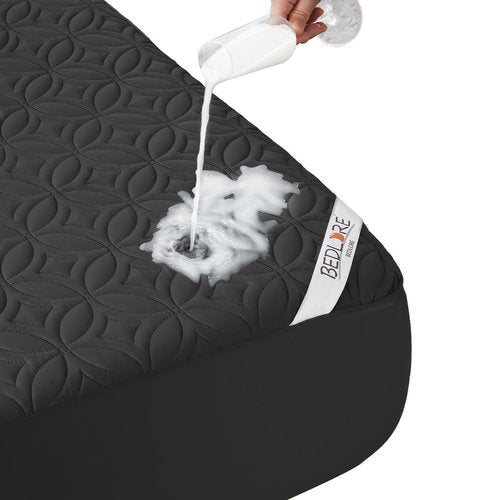 BEDLORE Waterproof Mattress Protector, Queen Size Mattress Pad Noiseless with Deep Pocket 6"-18" Depth, Soft Breathable Dirt-Proof Bed Mattress Cover Washable for Home, Bedroom, Hotel (Black)