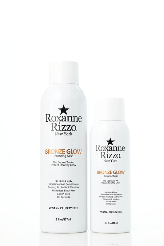 Bronze Glow Duo By Roxanne Rizzo - Celebrity Choice Bronzer - Refreshing Hydrating Mist - Face & Body - Blends with All Skin Tones - TSA Approved Travel Size (100ml) - Includes 177ml & 100ml Bottles