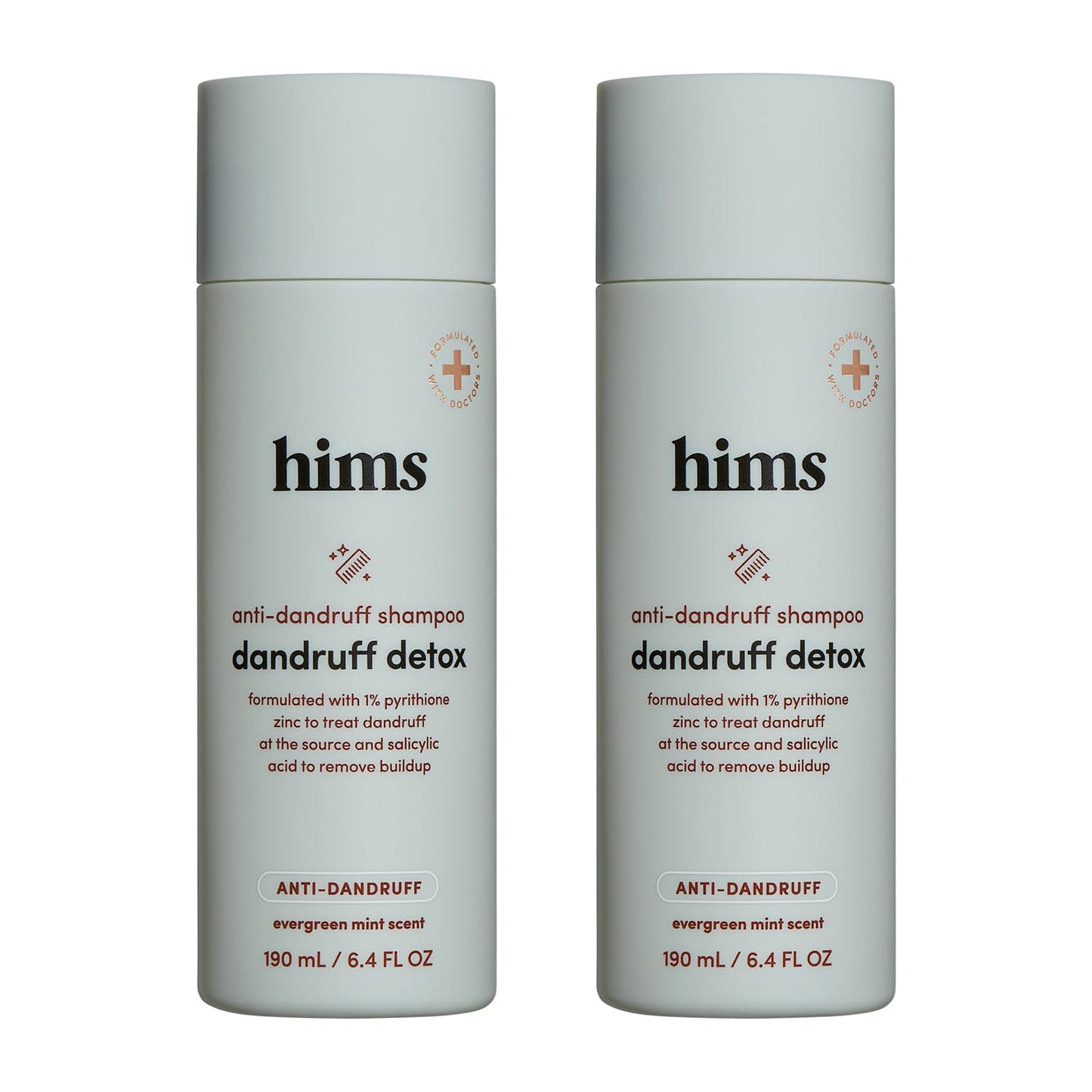 hims Dandruff Detox Shampoo - Pyrithione Zinc, Argan Oil, & Avocado Oil Formula - Dandruff Shampoo for Flaky & Itchy Scalp - Sulfate-Free, Paraben-Free - Evergreen Mint Scent - 6.4 Fl Oz, 2 Pack