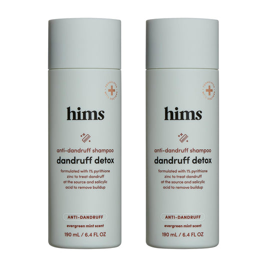 hims Dandruff Detox Shampoo - Pyrithione Zinc, Argan Oil, & Avocado Oil Formula - Dandruff Shampoo for Flaky & Itchy Scalp - Sulfate-Free, Paraben-Free - Evergreen Mint Scent - 6.4 Fl Oz, 2 Pack