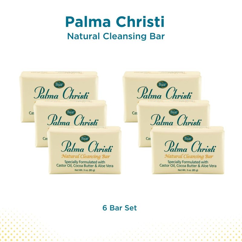 Baar Palma Christi (Castor Oil) Natural Cleansing Bar Soap, 6 bar set