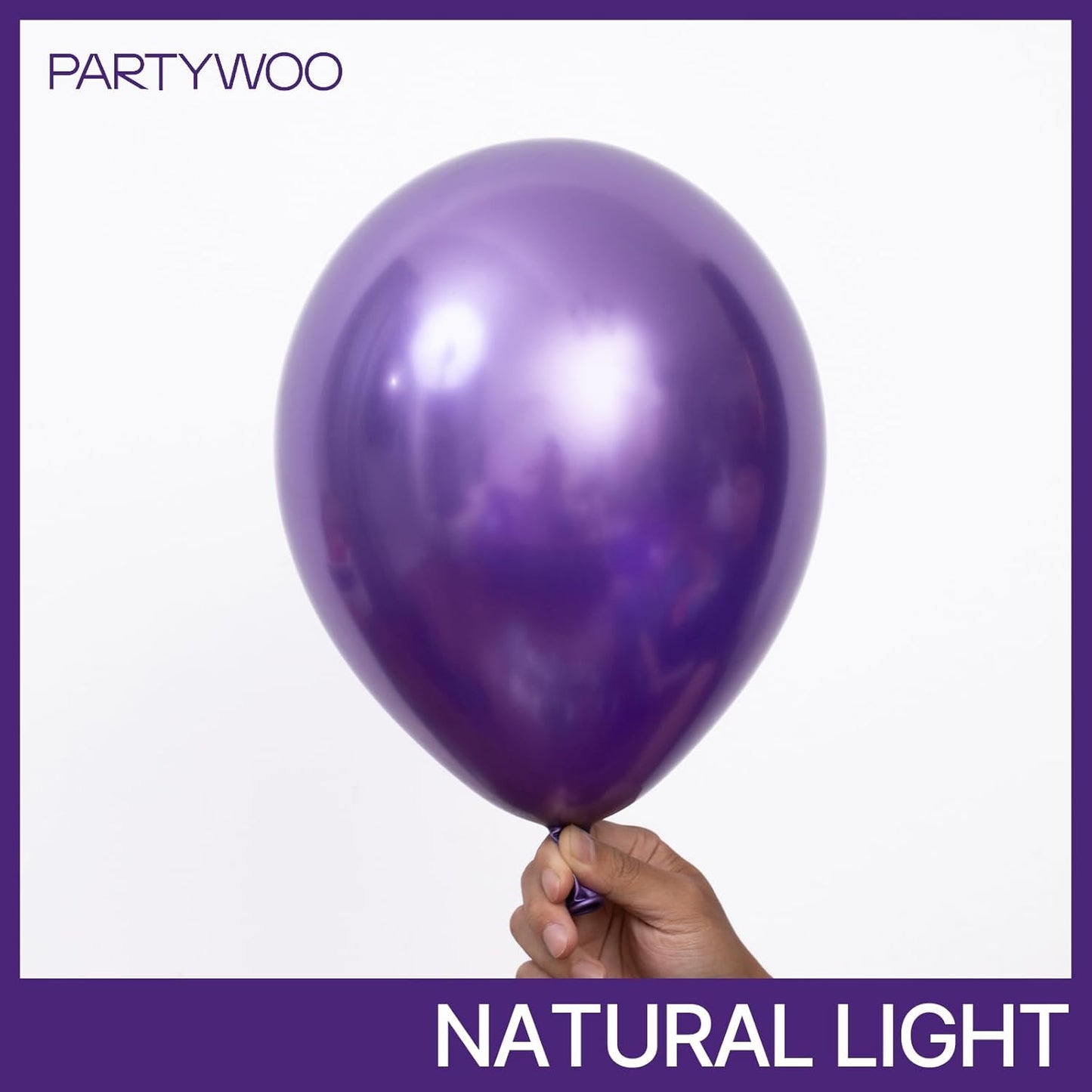 PartyWoo Metallic Purple Balloons - 100 Pcs 12 Inch Chrome Latex Helium Balloons for Celebrations