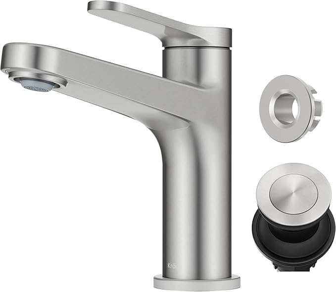 KRAUS Indy Single Handle One Hole Bathroom Sink Faucet in Spot-Free Brushed Nickel, KBF-1411SFBN
