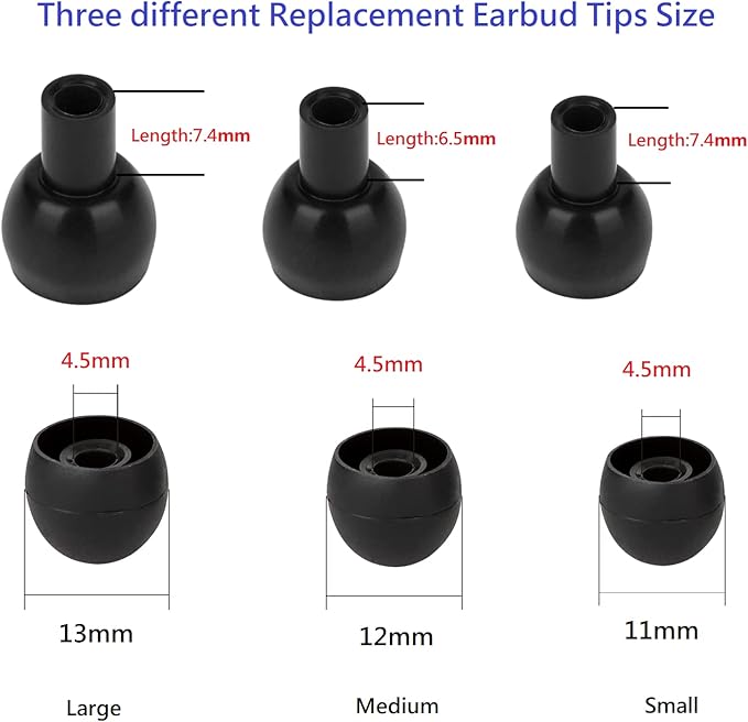 CYADCI 36 Pieces Small Earbud Tips Soft and Comfortable Silicone Earbud Tips Ear Bud Replacement Pieces Silicone Fit Most in-Ear Headphones，Inner Hole 3.8mm -5.5mm，Small Black Replacement Eartips
