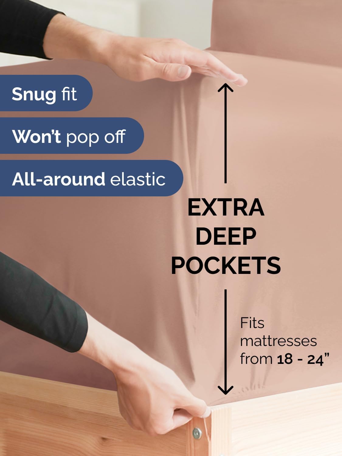 Skiennix Extra Deep Cal King Sheet Set - 6 Piece Cooling & Breathable Bedding - Soft, Wrinkle-Free Mauve