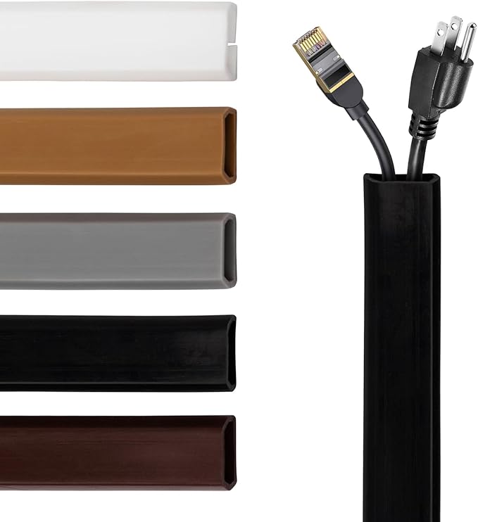 TV Cord Hider – Flexible Wall Cord Cover Slim Design Silicone Cable Raceway - Self Adhesive, Cut to Size Design for Hiding Wires on Wall - Clean Home Setup Cable Concealment (Black, 6 Feet)