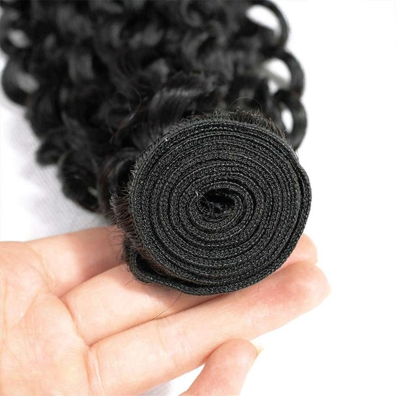 Color #1B Human Hair Bundles Natural Black Curly Wave Single Bundle Human Hair 26 Inch Double Weft Grade 12A Unprocessed Virgin Remy Hair Extension