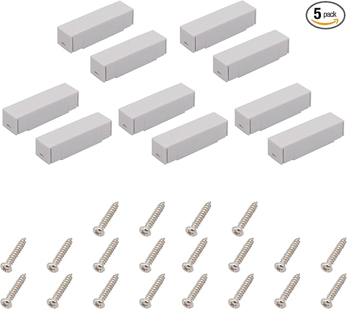 FOCMKEAS 5Pcs Magnetic Reed Switch Wired Surface Mount Normally Closed NC Contact Sensor Alarm Magnetic Door Switch with 2 Wires, ABS White, MC-44b