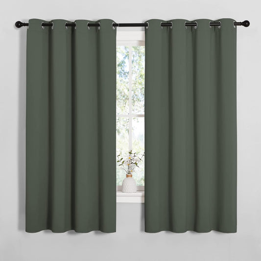 NICETOWN Thermal Insulated Blackout Curtains - Room Darkening Grommet Drapes, Dark Mallard, Set of 2 (55x68")