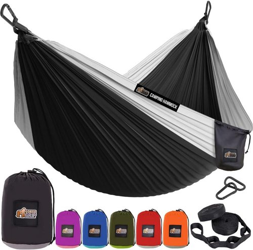 GORILLA GRIP Durable Camping Hammock - Heavy Duty Tree Straps | Portable Outdoor Swing Chair, Black
