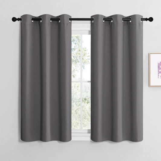 NICETOWN Blackout Curtains - Thermal Insulated Drapery Panels | Solid Ring Top, Gray, 42 x 50 Inches (Set of 2)