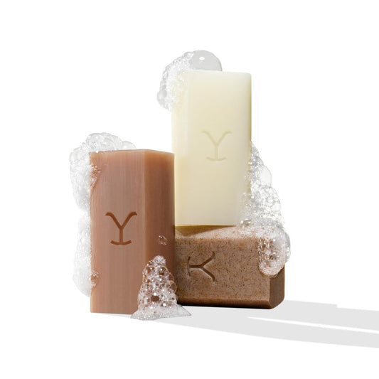 Yellowstone Bunkhouse Bar Soap Trio (5 oz each) Bundle by Tru Western - Officially Licensed Soap of Paramount Network's Yellowstone - Exfoliating, Moisturizing, Cleansing Bars