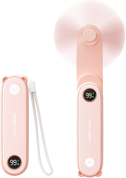 Sweetfull Portable Handheld Mini Fan - 3-in-1 USB Rechargeable Fan & Flashlight for Travel | Cute & Compact Design