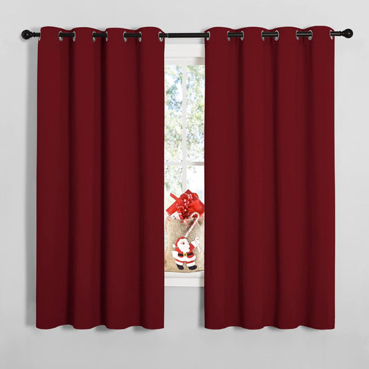 NICETOWN Blackout Curtains - Thermal Insulated Burgundy Drapes for Laundry Room | 55x68 Inch Pair