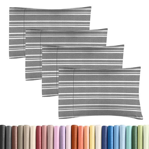 King Standard Pillow Cases Set of 4 - Soft Hotel Quality Pillowcase Covers - Comfy Bedding for Women, Men, Kids & Teens - Machine Washable Pillow Protectors - 4 Piece Set - King Standard Grey Stripes