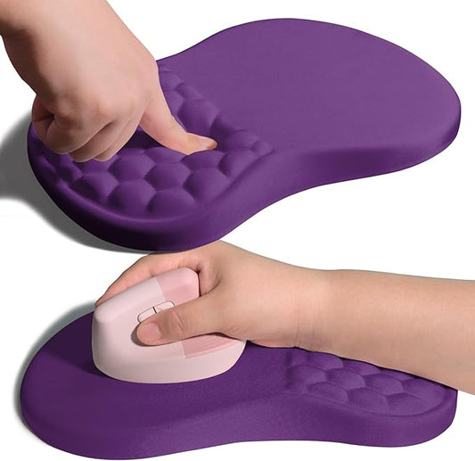 Armanza Ergonomic Joint Wrist Support Mouse Pad with Memory Foam Cushion Massage Bump, Carpal Tunnel Pain Relief Mousepad Slope Design for Wrist Rest, 11.8x7.9 in, Dark Violet
