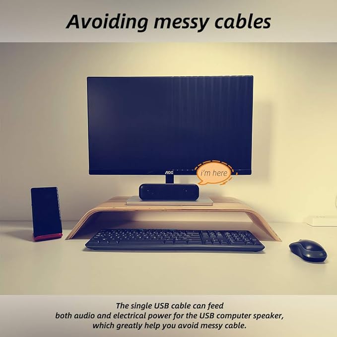 [Upgraded] Computer Speakers for Desktop PC, USB Plug-n-Play, External Speakers for Laptop, Mini PC Sound Bar with Stereo Loud Sound, Enhanced Bass, Compatible with Windows, macOS, ChromeOS, Linux