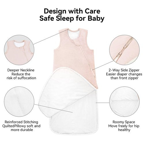 BubblePanda Rayon Made from Bamboo Sleep Sack 6-12 Months 1.0 Tog Soft Toddler Sleeping Sack for Babies 2-Way Zipper Baby Wearable Blanket
