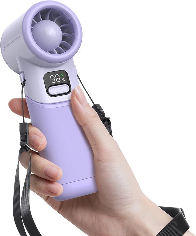 KITWLEMEN AMACOOL Portable Handheld Turbo Fan丨5 Speed Foldable Hand Fans丨Max 20 Hours Runtime丨Rechargeable Mini Pocket Cooling Fan for Travel, Outdoor Activities, Gifts for Women