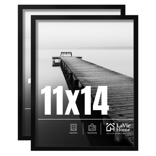 LaVie Home 11x14 Picture Frame 2 pack, Display Pictures 11 x 14 Poster Frame, 11x14 Black Photo Frame with HD Plexiglass, Display Frame for Vertical or Horizontal, Classic Collection